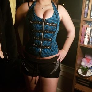 Black and blue skull corset